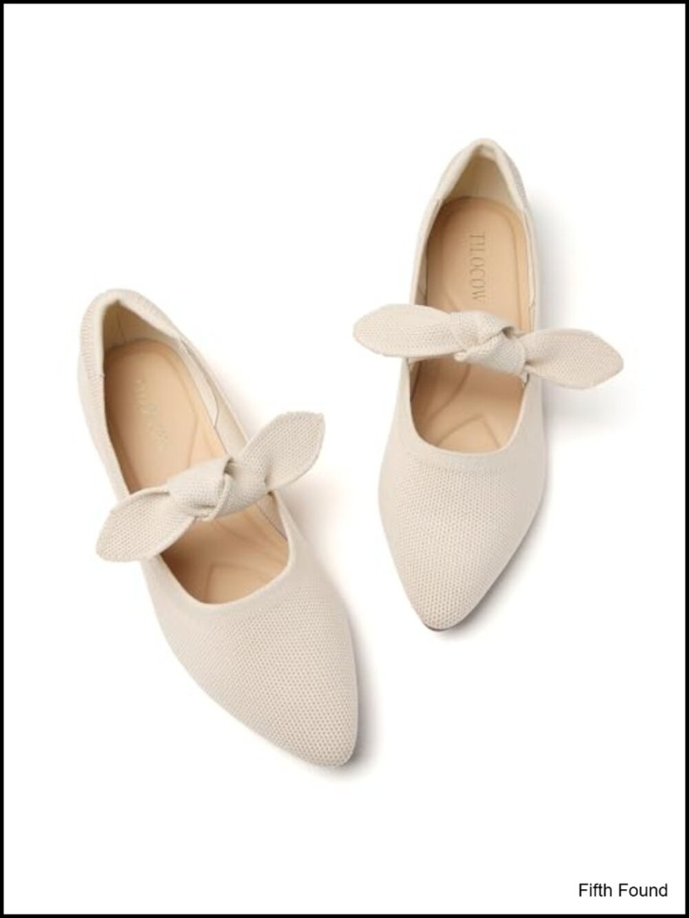 Women's Knit Ballet Flats Pointed Toe Slip-On Work Dressy Bow Accent